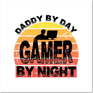 daddy by day gamer by night Posters and Art